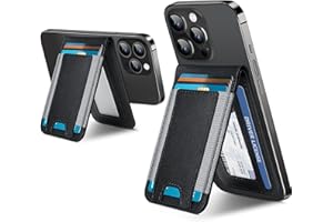 EXTRELIFE 2-in-1 Magsafe Wallet, Up-grade with iPhone Wallet and Adjustable Stand, Open ID Window, Magnetic Wallet for iPhone 15/14 Pro Max/14 Pro/14/14 Plus/13/12 Series, 9 Cards Holder, Vegan Leather, Black