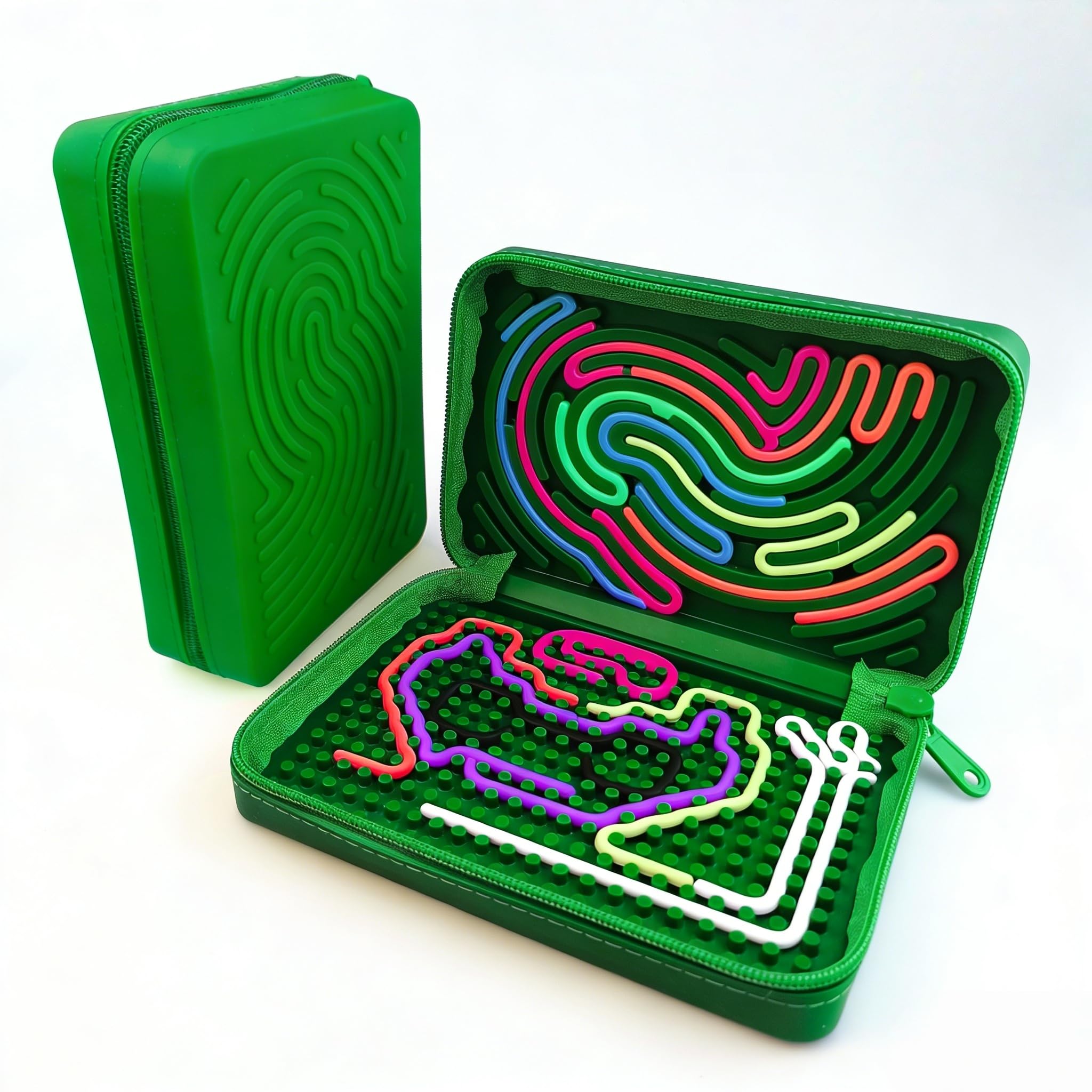 Green Soothing Children's Sensory Activity Board, QIANSSE Reusable Sensory Picky Pad Bag Calming Activity Board for Kids, ADHD Portable Calm Carry for Stress Relief & Focusβ