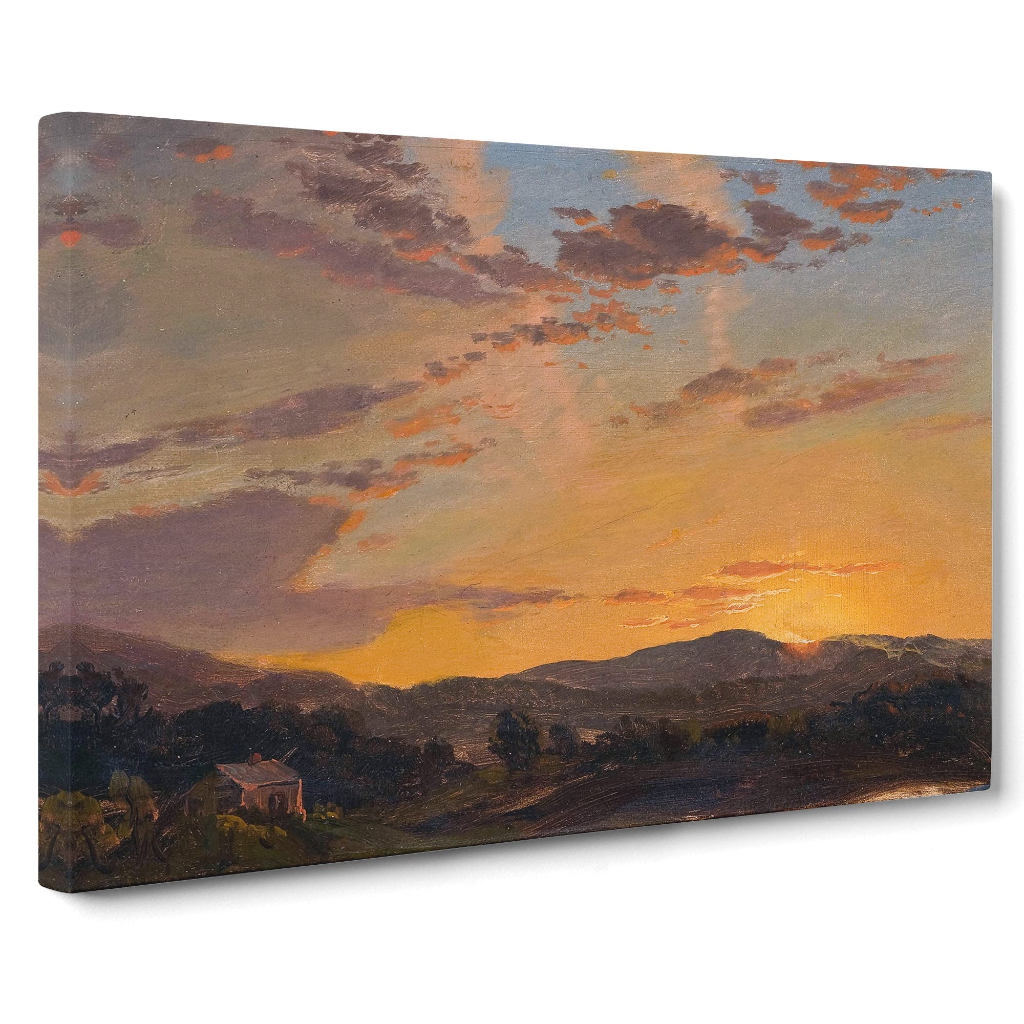 Maine Sunset By Frederic Edwin Church Canvas Print | Gallery Wrapped 30mm Frame Wall Art | 20x14 inches | Ready to Hang | Classic Landscape Picture | Living Room Bedroom Lounge Office