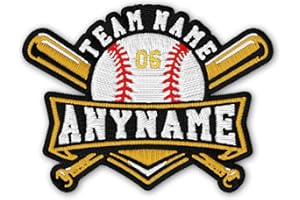 Custom Baseball Sports Patch Personalized School Spirit Baseball Player Team Name & Number Iron On Sew On Embroidered Patch H