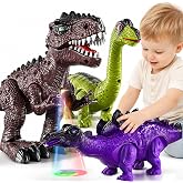 JUKUDAHU 3-Pack Electronic Walking Dinosaur Toys for Kids 3-5 Years Old | Robot Dinosaur Figures, Sound and Light, Animal Toys, Boys Toys, Birthday Gifts for Boys Ages 3 4 5 6 7 8