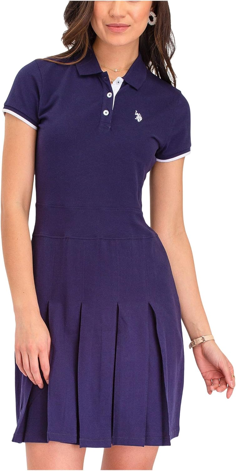 U.S. Polo Assn. USPA Tennis Polo Dress Evening Blue LG Clothing
