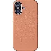 LONLI Urban | Pebbled Leather - European Genuine Pebbled Leather Case for iPhone 17 - [Built-in Camera Control and Compatible with Magsafe] - Saddle