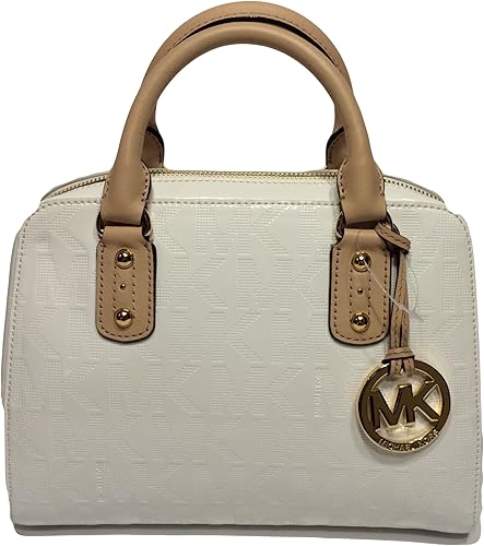 Michael Kors Small Satchel MK Signature Mirror Metallic White Handbag: Handbags: Amazon.com