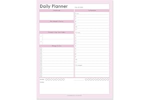 GAZELLE PLANNER Gazelle Daily Planner To Do List Notepad with 24 Hour Schedule with Tear Off Sheets, Daily To Do List, Pink, 50 Pages, 8.5 x 11