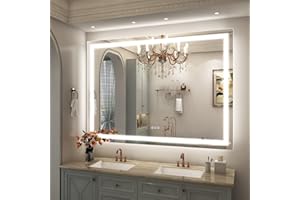 ODDSAN 55x40 inch Large LED Mirror for Bathroom, Lighted Vanity Mirror for Wall, Dimmable, Anti-Fog, Shatter-Proof, ETL Listed (Front Lights + Backlit)