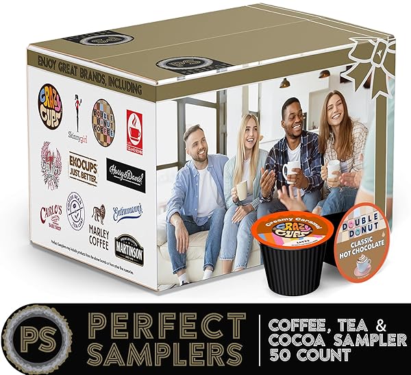 CUSTOM VARIETY PACK COFFEE, TEA, AND HOT CHOCOLATE HOLIDAY WINTER SAMPLER – SINGLE SERVE PODS FOR KEURIG K-CUP MACHINES, 50 ASSORTED FLAVORS PARTY MIX(PACK OF 1)