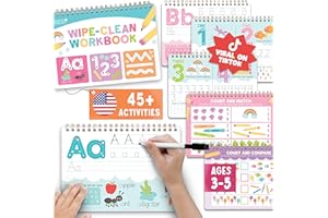 Hadley Designs ABC Tracing Books for Kids Ages 3-5, Dry Erase Writing Practice for Kids Age 3-5, Preschool Workbooks Age 3-4, Alphabet Letter Tracing Book for Toddlers Preschool Learning Activities