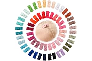 CELLOT CÉLLOT 60Pcs Baby Hair Clips 1.2" Tiny Baby Bows Snap Hair Clips for Thin Hair Grosgrain Ribbon Hair Bows Clips for Baby Girls Toddlers Infant in Pairs