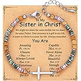 TONY & SANDY Christian Cross Bracelet for Women, Valentine's Day Gifts for Her, Confirmation Baptism Easter Gifts, Unique Gift for Friends Daughter Mom Sister in Christ Birthday Christmas