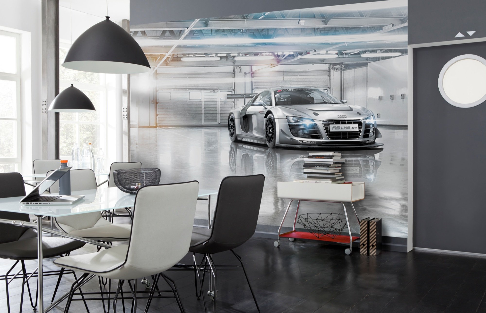 Komar 8-957 368 x 254 cm Audi R8 Le Mans Sports Car Wallpaper Mural - Grey (Pack of 8)