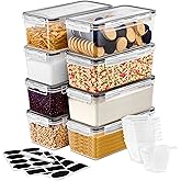 Sorbus Food Storage Containers - Pack of 8 - Air Tight, Four-Way Snap Lids Keeps Food Fresh - Store Cereal, Pasta, Flour, Nuts, Candy - Durable Plastic Kitchen Pantry Bins
