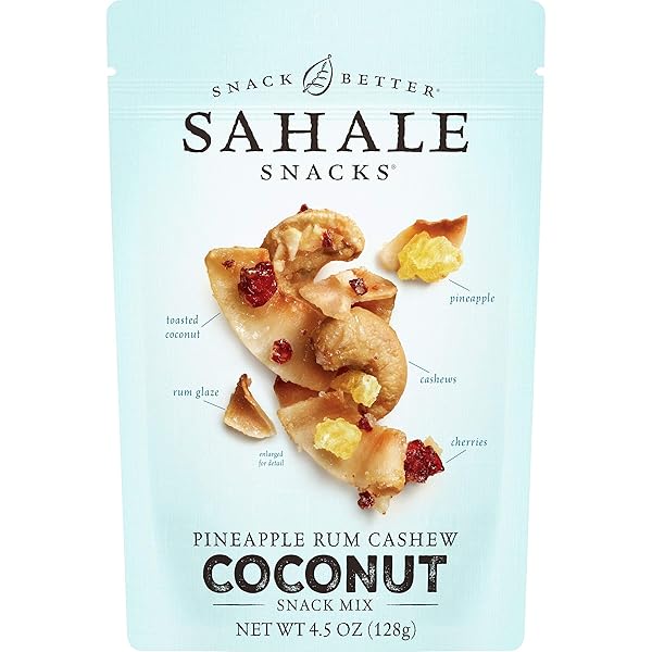 SAHALE SNACKS PINEAPPLE RUM CASHEW COCONUT SNACK MIX, 4.5 OUNCES