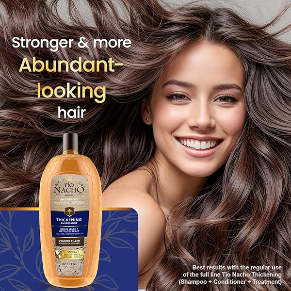 TIO NACHO THICKENING SHAMPOO, VOLUMIZING, ANTI HAIR LOSS & ANTI BREAKAGE WITH ROYAL JELLY, NETTLE & GINSENG, PARABEN & CRUELTY FREE, 32 FL OZ