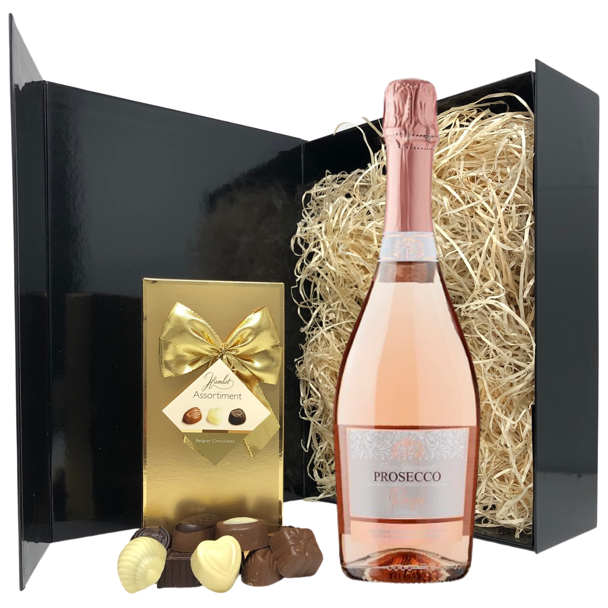 Prosecco Rose Wine Gift Set For Women & Men Who Love a Bottle of Pink Bubbly & Chocolates - Birthday Gifts For Her - Anniversary Wine Hamper Box - Best Friend Gift For Prosecco Lovers UK