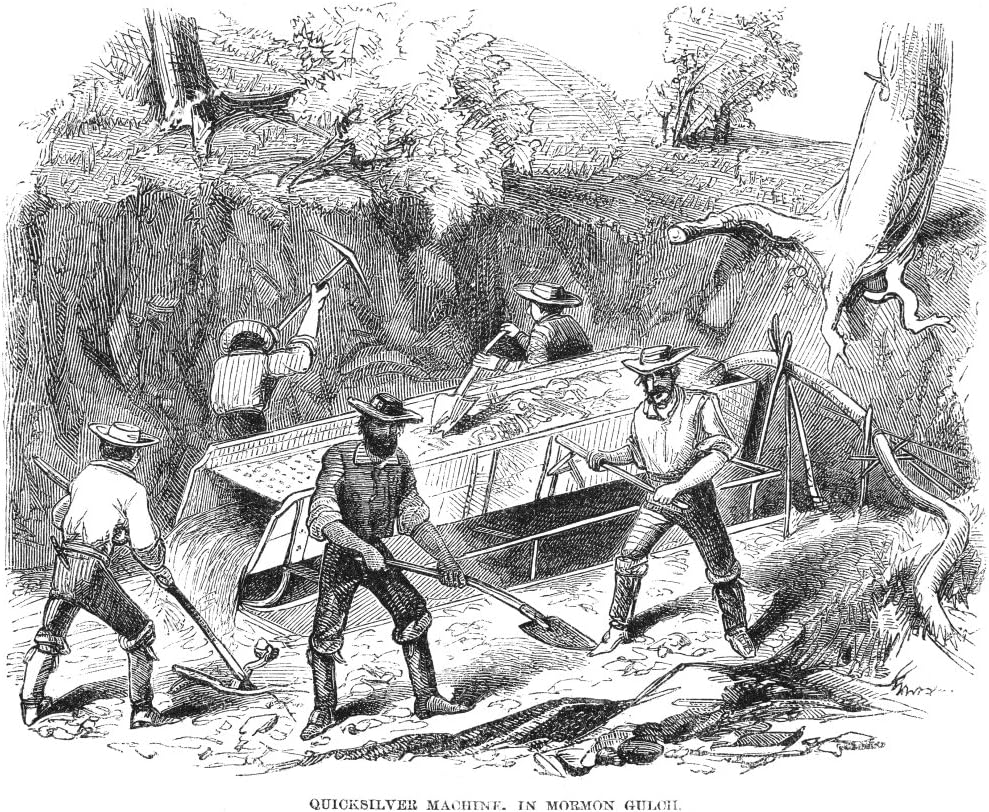 California Gold Rush 1860 Ngold Mining With A Long Cradle Known As A Quicksilver Machine At Mormon Gulch In Tuolomne County California Wood Engraving American 1860 Poster Print by (18 x 24)