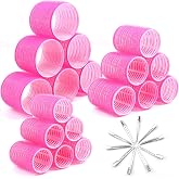 Cludoo Jumbo Hair Curlers Rollers with Clips, 28 Pcs Self Grip Rollers Set for Volume and Curls - 6.3cm, 4.3cm, 3.7cm for Long, Medium, Short, Thick Hair, Bangs, and Salon Hair Styling