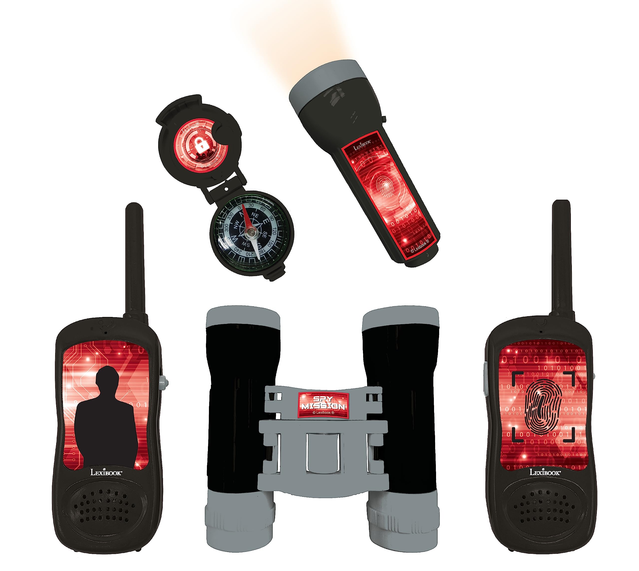 LEXIBOOK Spy mission - Adventurer set for Children, Walkie-Talkies 120m, Binoculars, Compass, Torchlight, RPTW12SPY — image 1