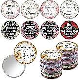 36 Pcs Mini Christian Compact Mirror Christian Gifts Bulk Floral Bible Verse Mini Compact Mirrors Religious Scripture Gifts Inspirational Portable Mirror for Women Coworkers Church Party Favors