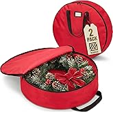 ZOBER 2 Pack Oxford Christmas Wreath Storage Container 30 Inch - Wreath Bag for Artificial Wreaths Box - Waterproof Fabric, Dual Zippered Wreaths Storage Bag With Strong Durable Handles - Red