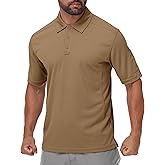 Men‘s Quick Dry Tactical Polo Shirt 4-Way Stretch Work Polo with Pen Pocket Sun Protection Moisture Wicking for Golf Hiking