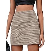 MakeMeChic Women's Plaid Mini Skirt High Waist Pencil Bodycon Short Fall Skirts