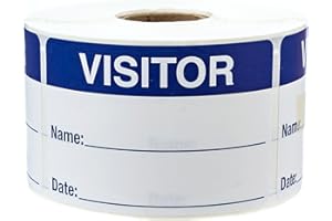 SBLABELS Blue White Visitor Labels/Blue and White Identification Stickers/Easy to Write On 2" x 3" Hall Pass/Made in The USA