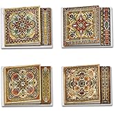 The Best Card Company - 12 Assorted Blank Note Cards (4 x 5.12 Inch) - Boxed All Occasion Notecards Bulk (4 Designs, 3 Each) - Ornate Tiles MQ4609OCB-B3x4