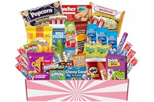 Snack Gift Basket, 45-Piece Variety Pack for Kids & Adults, Chips, Candy, Cookies, Noodles, Pickles, Peanuts, Popcorn, Rice K