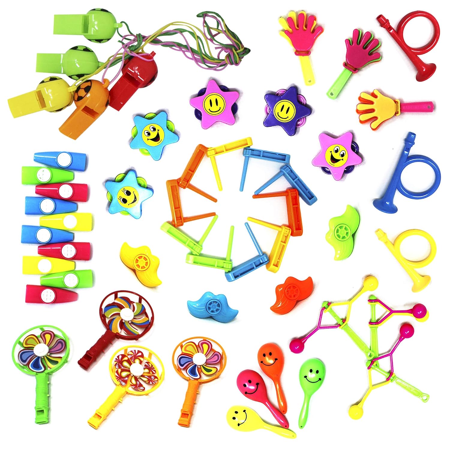 100 Bulk Noisemaker Toys for Kids Party Goodie Bag Tambourines