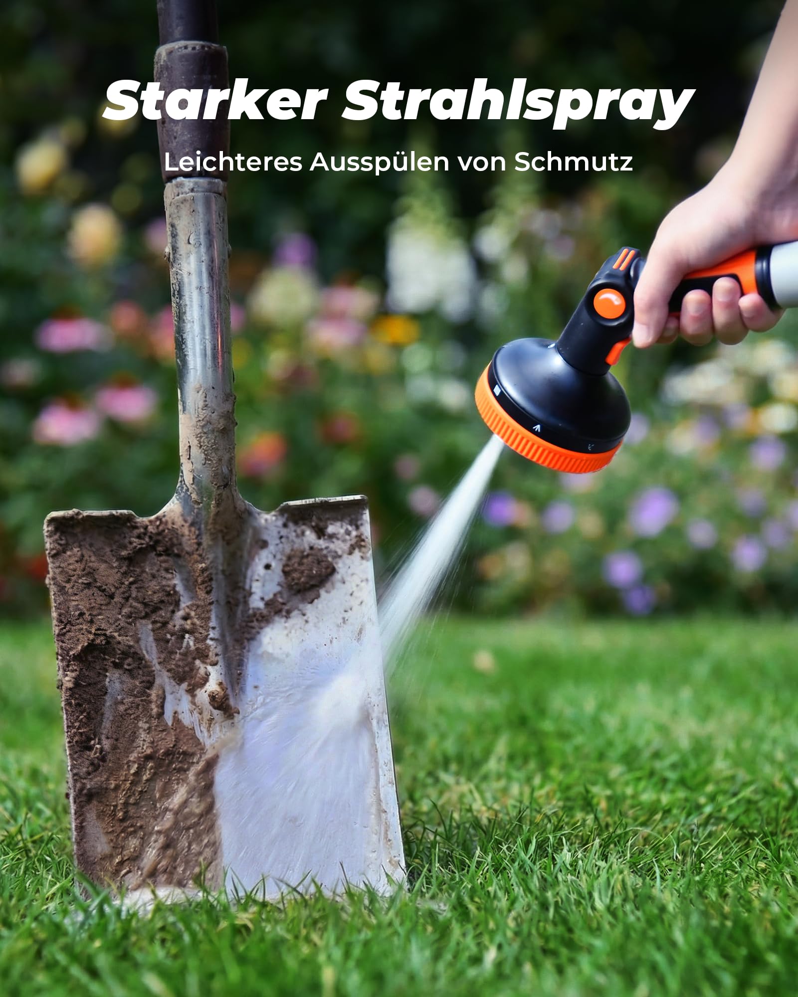 RAINPOINT Gartenbrause, Hochdruck Gartenschlauch Spritze mit 8 Bewässerungsmuster, Daumensteuerung, Schlauchdüse für Pflanzen Bewässerung, Rasenflächen, Autowaschen, Haustierdusche 7