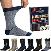 Diabetic socks for men, Non binding cotton socks, Extra Wide Socks,Premium Diabetes care,Soft Neuropathy socks, 6 Pairs