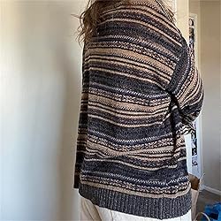 Women Y2K Argyle Striped Pullover Sweater Casual