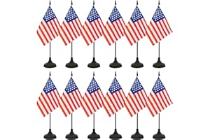 TRENDPOW 12 Pack USA Desk Flag Set, American Table Office Flag, Small Miniature Desktop Flag With Black Pole and Black Base, Classroom, Offices Meeting Desk Decoration (USA)