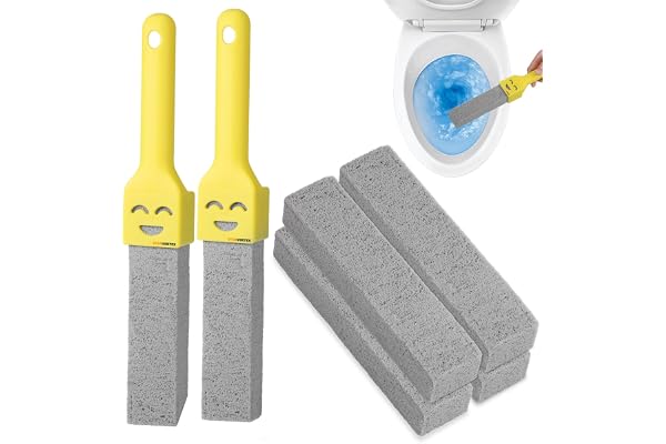 6Pc Pumice Stone for Toilet, Toilet Pumice Cleaning Stone with 2 Handle, Replaceable Toilets Pumice Stones for Cleaning, Natu