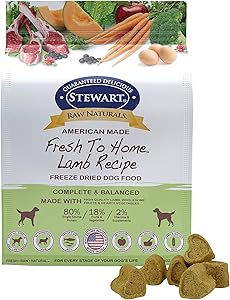 Stewart Raw Naturals Freeze Dried Dog Food Grain Free Made in USA with Lamb, Fruits, & Vegetables for Fresh To Home All Natural Recipe, 24 oz.