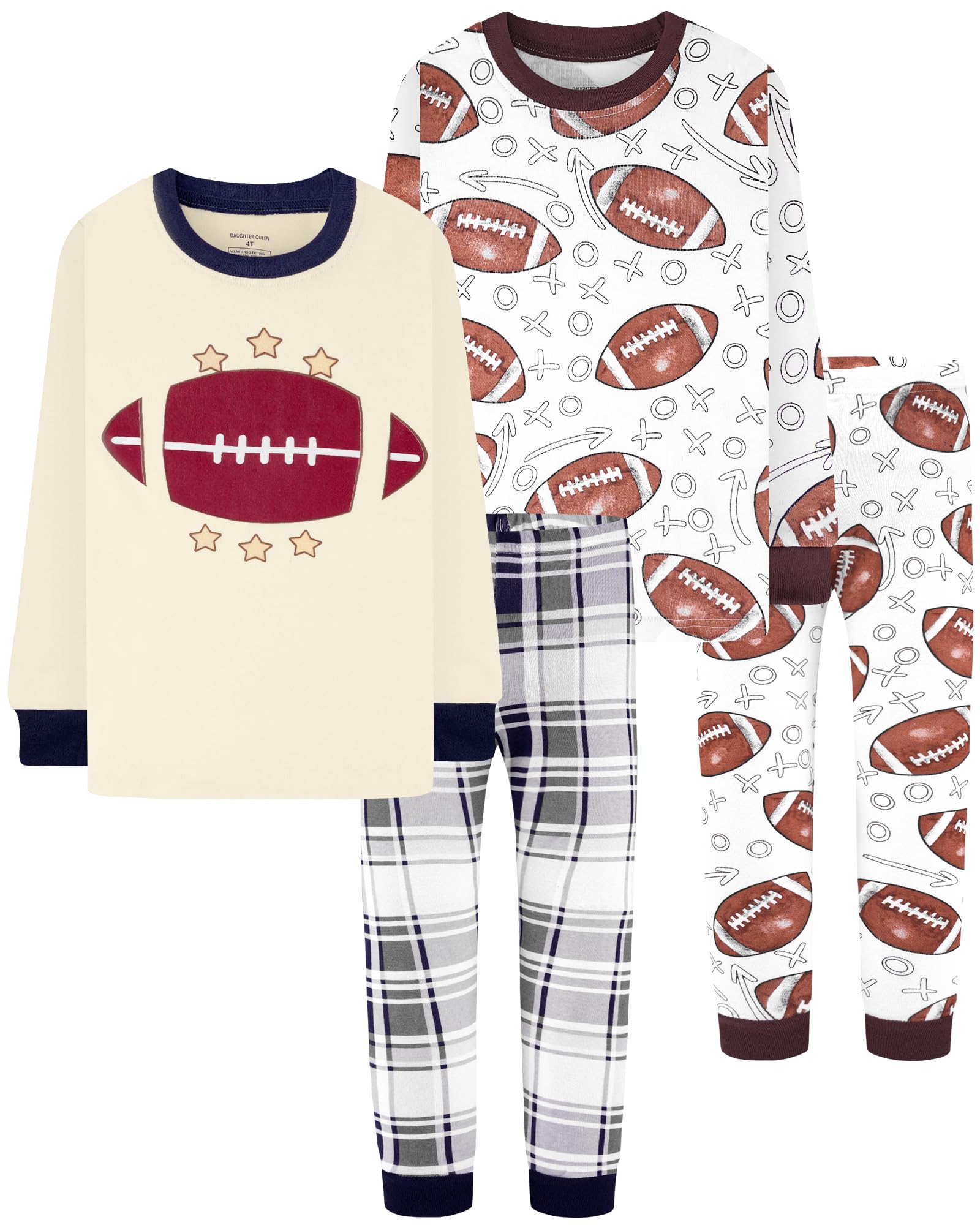 Photo 1 of DAUGHTER QUEEN Boys Pajamas Size 8 Kids PJs 100% Cotton Long Sleeve Pj Sets Children Football Sleepwear Winter Jammies Sleep Clothes 8T 7-8 Years Old Medium
