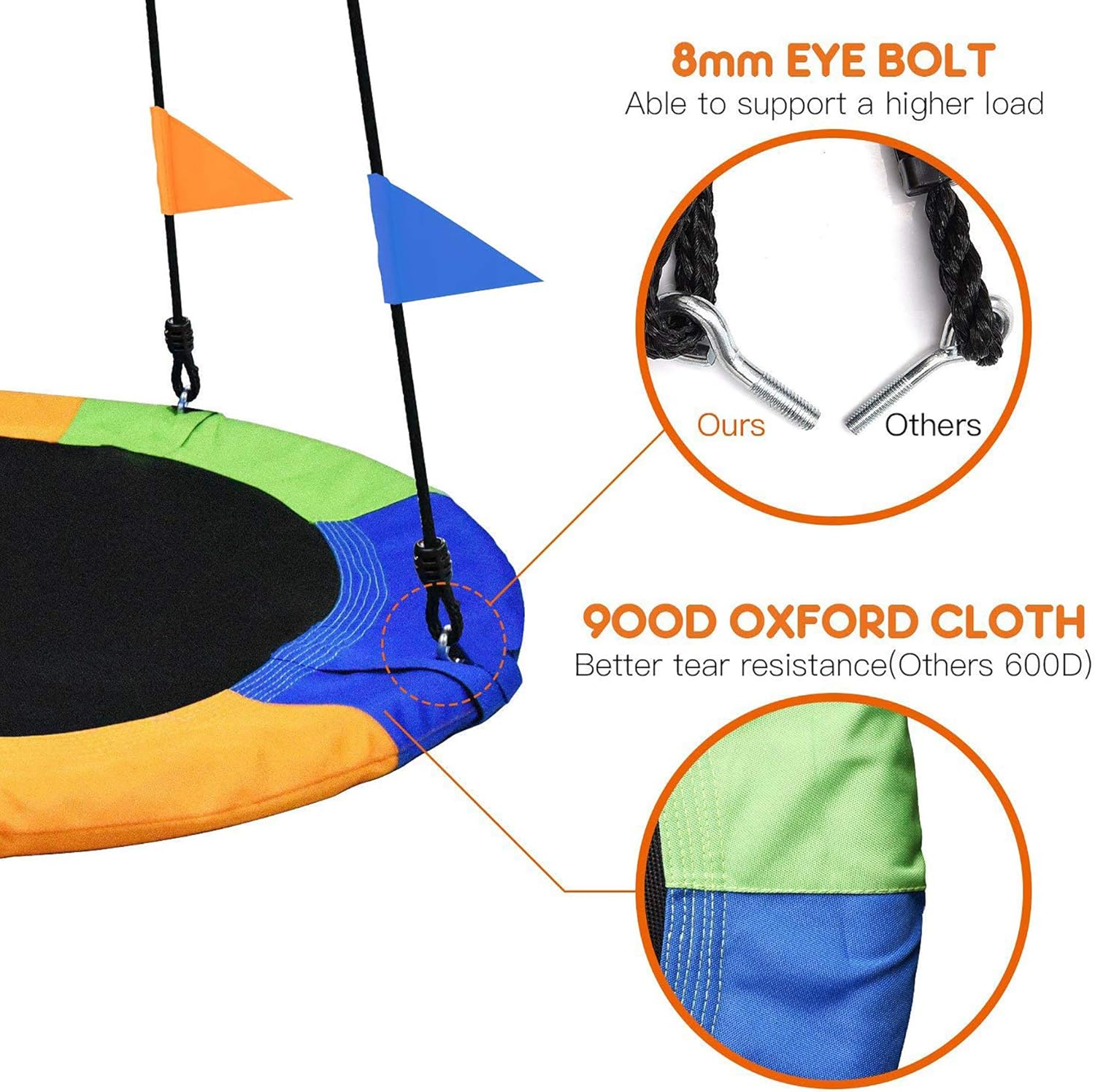 PACEARTH 40 Inch Saucer Tree Swing Flying 660lb Weight Capacity 2 Added Hanging Straps Adjustable Multi-Strand Ropes Colorful Safe and Durable Swing Seat for Children Adults: Kitchen & Dining