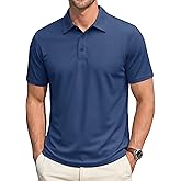 TACVASEN Men's Polo Shirts Short Sleeve Cotton Pique Shirts with 3 Buttons Moisture Wicking Casual Golf Shirts