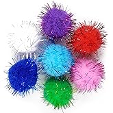 SamuRita Assorted Sparkle Glitter Pom Poms Balls for Arts Craft DIY Accessories(1.18 Inch,30mm- 100 Pack)