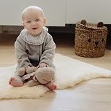 Nordic Sheep Baby Sheepskin Rug 80x60 cm | Natural Yellow Soft Cover view 5
