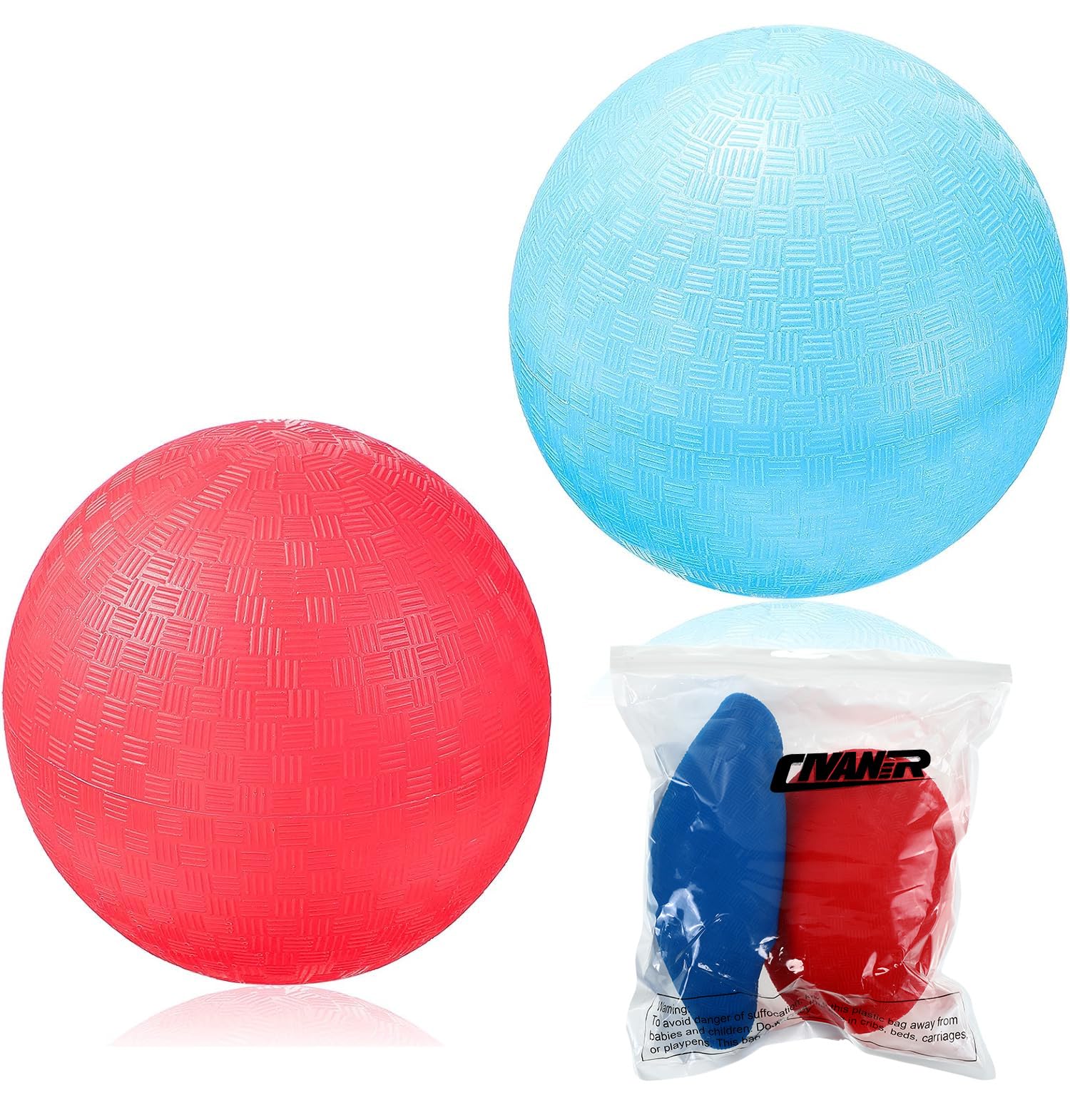 Civaner 2 Pack of 5 Inch PVC Made Dodgeball Balls, Red Blue, Suitable for Kids Outdoor Play, Exercise, Yoga