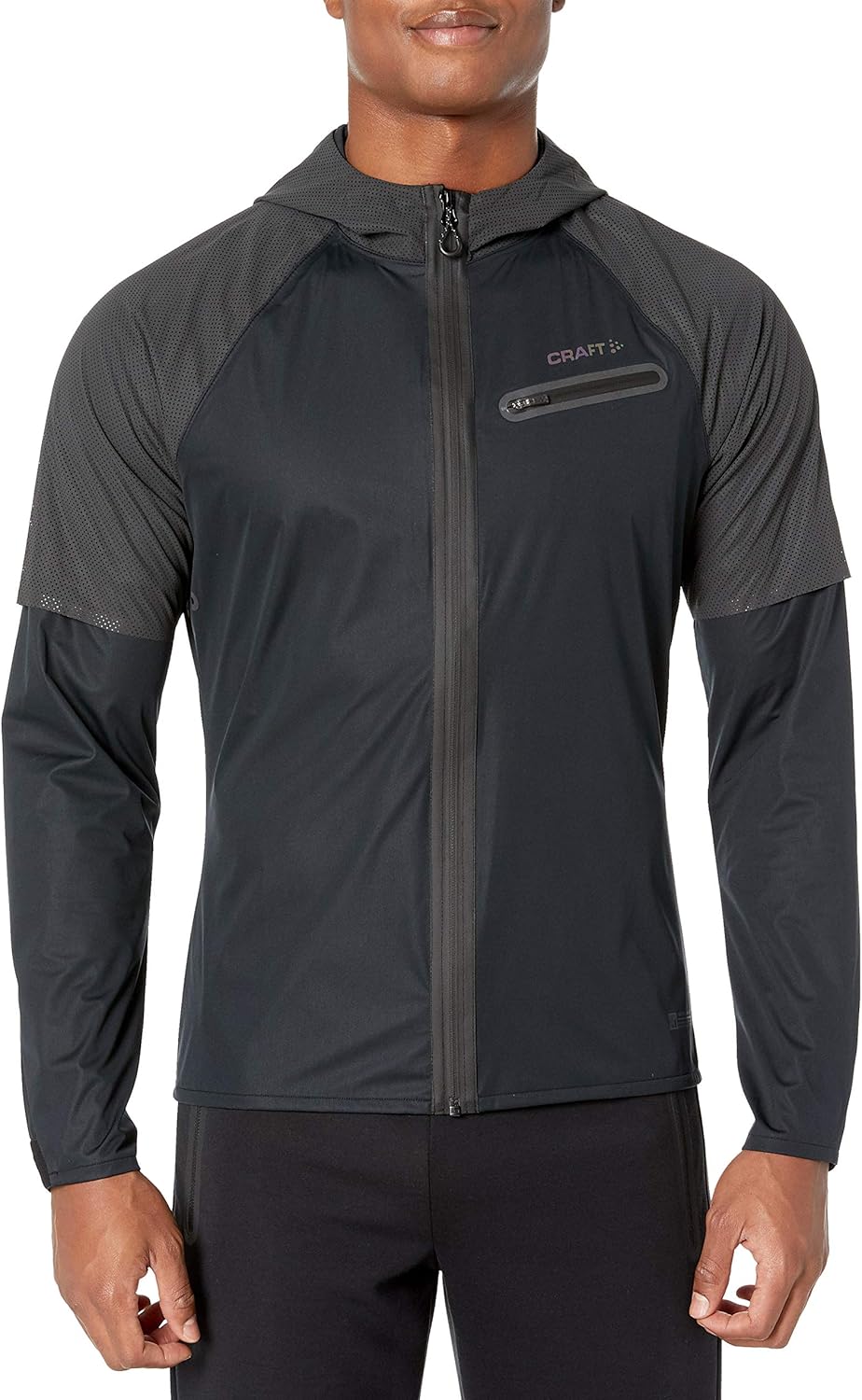 Craft mens Lumen Hydro Hooded Wind Waterproof Reflective Running Jacket