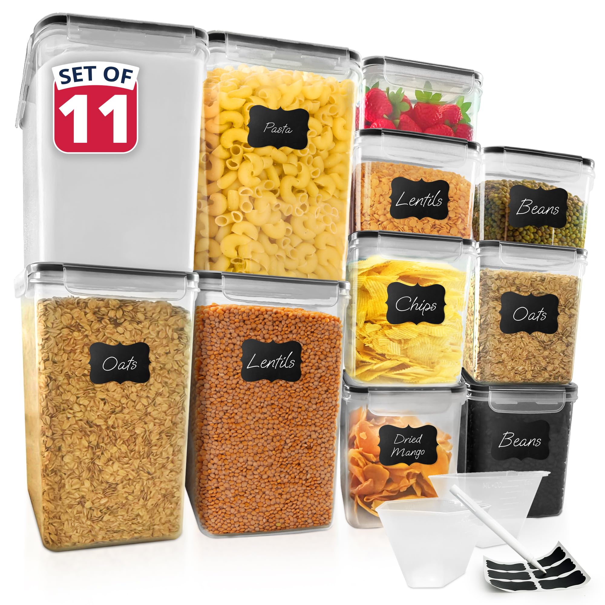 Photo 1 of Reli. Airtight Food Storage Containers with Lids (11 Sets) | Kitchen Organizers and Storage Pantry Organizers | BPA Free Plastic Food Container XL Size Variety Pack w/ 2 Measuring Cups, 12 Labels, Pen