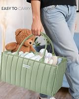 Love & Lullabies Nappy Caddy Organiser Sage Green Quilted Baby Basket view 7