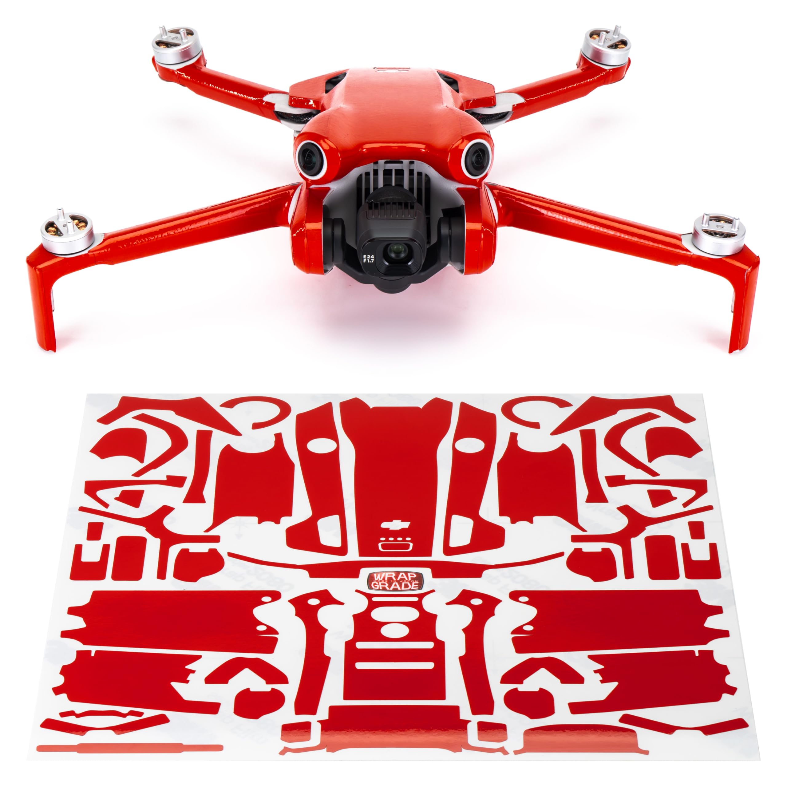 WRAPGRADE Skin Stickers Compatible with DJI Mini 4 Pro | Full Wrap (Super Red)