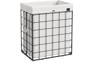 SONGMICS Laundry Hamper, 23.8 Gal. (90L) Laundry Basket, Collapsible Clothes Hamper, Black and White ULCB190W01