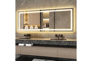 LOYAL STAR Vanity Mirror with Lights 84" L x 32" W,Various Size Optional,LED Bathroom Mirror with Backlit & Front-Lighted,Stepless Dimmable Wall Mirrors with Anti-Fog, Memory, Shatter-Proof, 3 Color Temperature