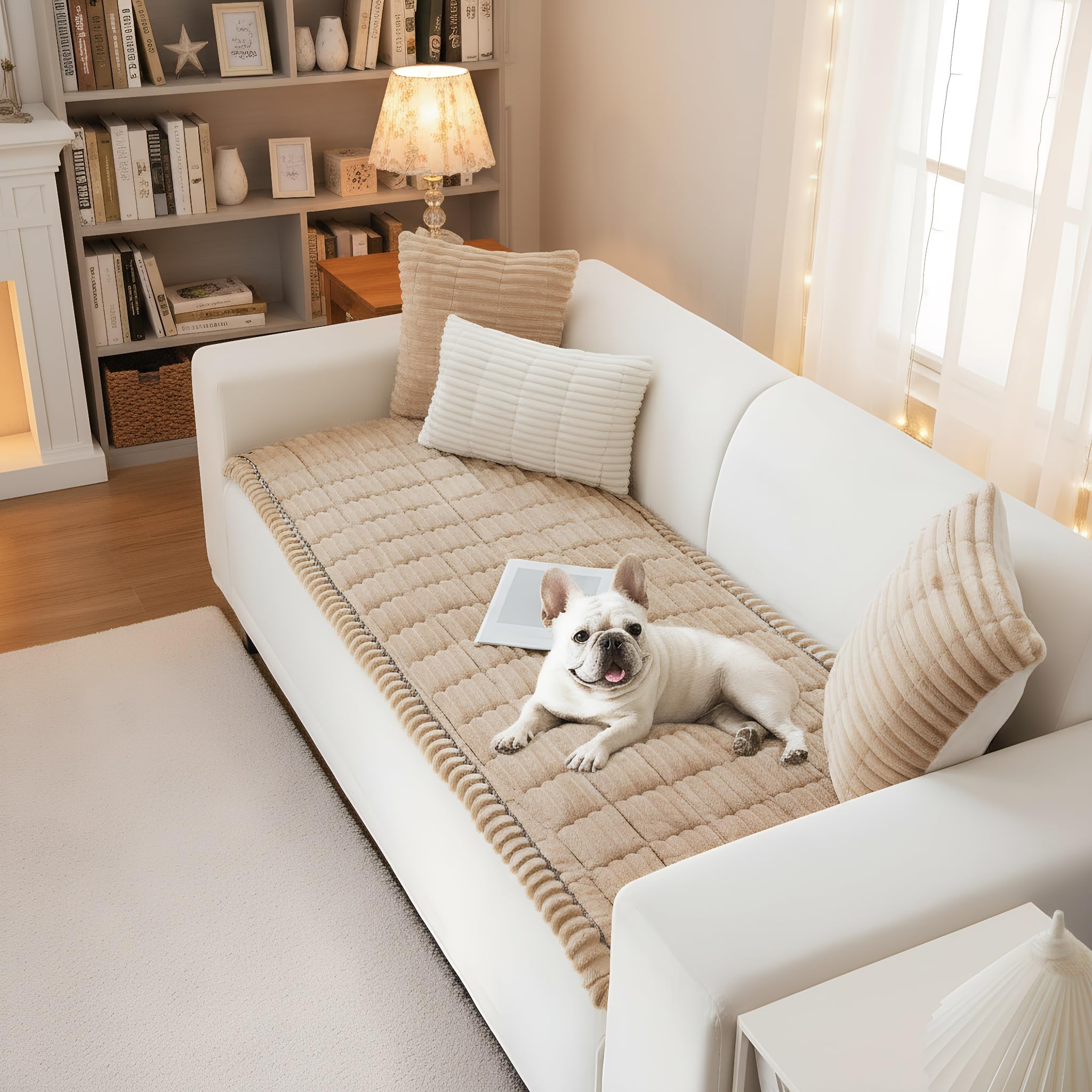 LiveGo Thick Sofa Covers Washable, Pet Couch Cover for Sofa, Washable Dog Couch Protector for Large Dogs, Soft & Fuzzy Non-Slip Sofa Cover for 2, 3, 4 Seater, Furniture Protector for Living Room