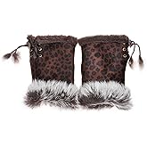 ZLYC Women Teen Classic Winter Warm Rabbit Fur Hands Wrist Fingerless Gloves Mittens